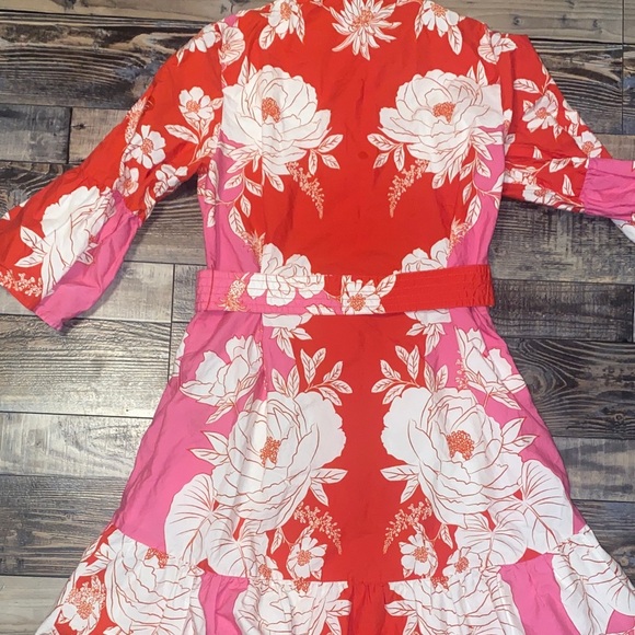 FARM Rio Red and Pink Floral Dress - Picture 5 of 7